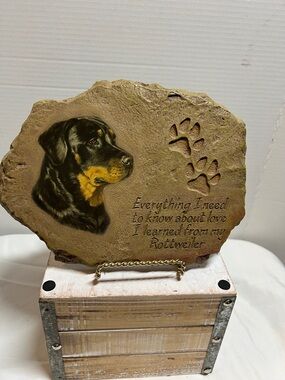 Bradford Exchange Rottweiler Decorative Stone Plaque - Brown & Black